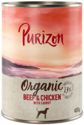 Purizon Purizon 5 + 1 gratis! 6 x 400/800 g Hrană umedă câini - Organic: Vită și pui cu morcovi (6 400 g)