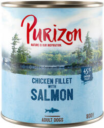Purizon Purizon 5 + 1 gratis! 6 x 400/800 g Hrană umedă câini - Somon cu spanac & cocos (6 800 g)
