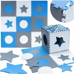 Covoraș de puzzle din spumă pentru copii 180x180cm 9 piese gri-albastru (KX4506)
