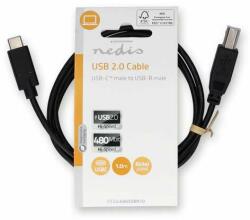 Nedis Cablu USB | USB 2.0 | Conector USB-C | Conector USB-B | 480 Mbps | Nichelată | 1, 00 m | Rotund | PVC | Negru | Etichetă (CCGL60650BK10)