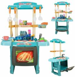 Bucătărie din plastic pentru copii cu iluminat și robinete în albastru (KX4306)