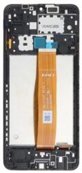 Samsung A127 Galaxy A12 Nacho/A12s, LCD kijelző érintőplexivel és előlap kerettel (sárga A127F átvezető fóliával), fekete (GYÁRI)