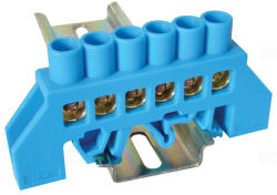Tracon Szigetelt földelősín (N/PE), kék 230/400V, 100A, 8×12mm, 6P, IP20 NPE-B8-6 (-B8-6)
