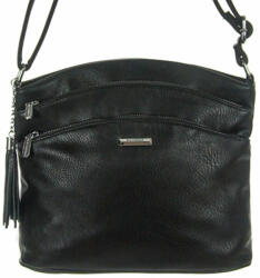 Silvia Rosa Hosszú pántos ívelt cipzáros fekete női műbőr táska Silviarosa (SR 6660 black)