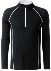 Daiber Tricou funcțional pentru bărbați cu mânecă lungă JN498 - Neagră / albă | S (JN498-1752310)