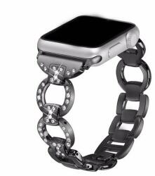 Apple Watchra 38/40/41 mm Diamond köves Fém óraszíj - Fekete (IWFD301)