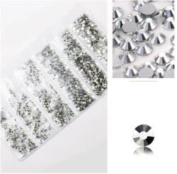  1680 darabos kristály strassz készlet 6 féle méretben P03 - Silver