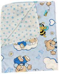 Deseda Paturica din panza de bumbac Junior Ursi cu albine albastru (4666) Lenjerii de pat bebelusi‎, patura bebelusi