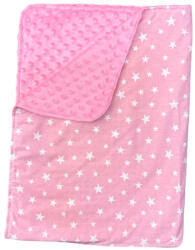 Deseda Paturica junior dubla bumbac - mincky pufos 145 x110 cm Steluțe pe roz (4723) Lenjerii de pat bebelusi‎, patura bebelusi