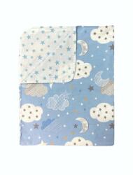 Deseda Paturica din panza de bumbac Junior Nori cu luna albastru (4655) Lenjerii de pat bebelusi‎, patura bebelusi