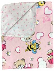 Deseda Paturica din panza de bumbac Junior Ursi cu albine roz (4667) Lenjerii de pat bebelusi‎, patura bebelusi