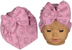 NewWorld Căciulița pentru bebeluși tip turban NewWorld - Roz cu iepurași (207957-6)