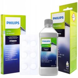 Philips Kit intretinere espressor, Philips, Compatibil cu Philips/Saeco, 10 x Tableta curatare, Solutie decalcifiere, 250 ml (TB03PH_+_DECALCIFIER_250ml) - Technodepo - 92,82 RON