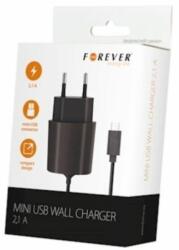 Forever Mini USB hálózati töltő adapter töltőkábellel 2.1A (fekete)