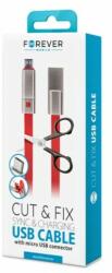 Forever Cut&Fix vágható USB - Micro USB adatkábel 1, 5m (piros)