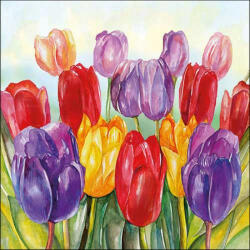 Ambiente Colourful tulips papírszalvéta 33x33cm, 20db-os - perfectodekor