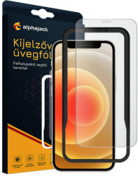 Üvegfólia iPhone 12 Pro Max kijelzővédő üvegfólia, felhelyezést segítő kerettel 9H 2.5D HD 0.33mm Alphajack (UF0053)
