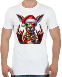 printfashion Vicces karácsonyi rocker party kenguru - Mikulás ruhában - Férfi póló - Fehér (15243844)