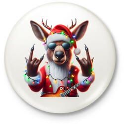 printfashion Vicces karácsonyi rocker party rénszarvas - Mikulás ruhában - Kitűző, hűtőmágnes - Fehér (15236045)