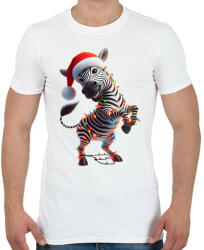 printfashion Táncoló karácsonyi party zebra - Férfi póló - Fehér (15262773)