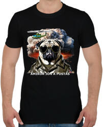 printfashion amikor jön a postás - mopsz - Férfi póló - Fekete (15217835)