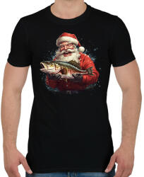 printfashion Horgász télapó - Férfi póló - Fekete (15161775)