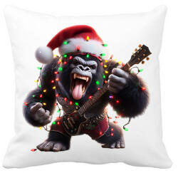 printfashion Vicces karácsonyi gitáros rocker party gorilla - Párnahuzat, Díszpárnahuzat - Fehér (15256221)