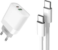 XO L64 PD 20W gyorstöltő (Fehér) - PD 20W + QC 3.0, USB-A + USB-C csatlakozó, Lightning kábellel