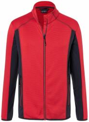 James & Nicholson (Daiber) Férfi fleece sztreccs pulóver JN784 - Piros / sötétszürke | 3XL (1-JN784-1771552)