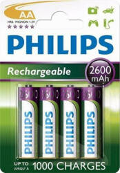 Philips Baterii Philips AA 2600mAh MultiLife, NiMh - 4 buc (R6B4B260/10) Baterii de unica folosinta