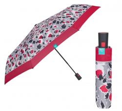 Perletti - Női összecsukható automata esernyő Floreale / piros szegély, 26308