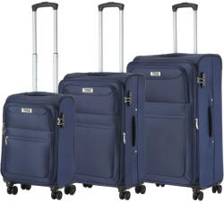 TravelZ Softspinner kék 4 kerekű 3 részes bővíthető bőrönd szett (Softspinner-szett-kek)