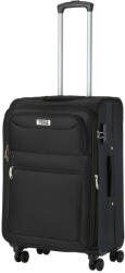 TravelZ Softspinner fekete 4 kerekű bővíthető közepes bőrönd (Softspinner-M-fekete)