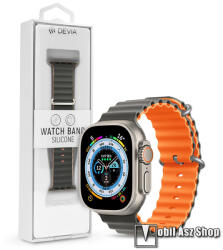 DEVIA DELUXE SERIES okosóra szíj - SZÜRKE / NARANCS - szilikon, csőszerkezetes struktúra, rugalmas, csatos - APPLE Watch Series 1/2/3 38mm / 4/5/6/SE 40mm / 7/8/9 41mm