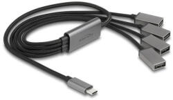 Delock 4 portos USB 2.0 kábel hub USB Type-C csatlakozóval 60 cm (64210)