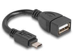 Delock USB 2.0 OTG kábel Micro-B típusú apa - A-típusú anya 11 cm (83018)