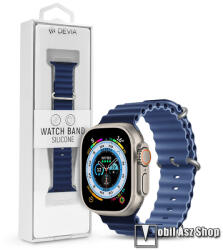 DEVIA DELUXE SERIES okosóra szíj - KÉK - szilikon, csőszerkezetes struktúra, rugalmas, csatos - APPLE Watch Series 1/2/3 38mm / 4/5/6/SE 40mm / 7/8/9 41mm