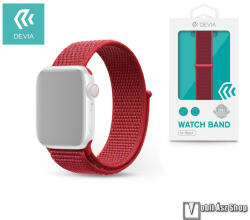 DEVIA DELUXE SPORT3 okosóra szíj - PIROS - szövet, állítható, tépőzár - APPLE Watch Series 1/2/3 38mm / 4/5/6/SE 40mm / 7/8/9 41mm