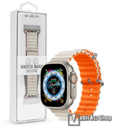 DEVIA DELUXE SERIES okosóra szíj - CSONFEHÉR / NARANCS - szilikon, csőszerkezetes struktúra, rugalmas, csatos - APPLE Watch Series 1/2/3 38mm / 4/5/6/SE 40mm / 7/8/9 41mm