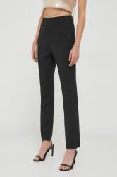 Calvin Klein Jeans nadrág női, fekete, magas derekú testhezálló - fekete L