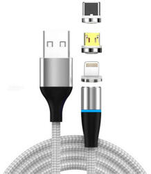 WPOWER 18W 3 az 1-ben mágneses USB kábel 2.0m, ezüst (SUNS0238-S)