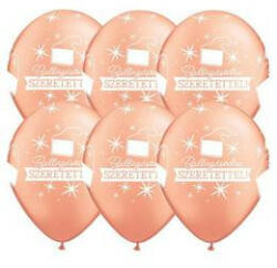 Qualatex Ballagási latex lufi 11" 28cm Ballagásodra szeretettel! , 6db, Rosegold, q73347rp (LUFI956390)