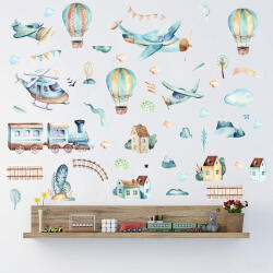  Autocolante de perete - Avioane și baloane Decoratiune camera copii