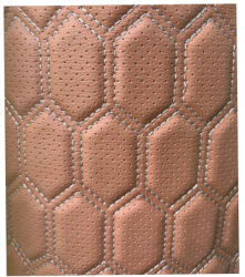 ART Material imitatie piele tapiterie hexagon cu gaurele maro cusatura gri Cod: Y03MG (210923-6)