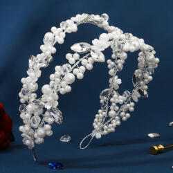 Raizel Accesoriu par argintiu, cu perle albe si pietre, Arden (RZ1116)