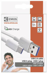 EMOS Töltő- és adatkábel USB-A 2.0 / USB-C 2.0, 1, 5 m, fehér