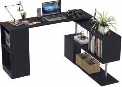  Computer Desk, polcrendszer, 360 ° -ban forgatható, 140 x 39, 5 x 78 cm, fa, fekete (836-072BK)