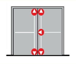 Dorma pánikzár szett (2szárnyú, A-2pontos-le/fel, P-3pontos-le/fel/oldalra, menekülési, max. 3400, fix gomb) (DPSZ64)