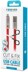Forever Cut&Fix vágható USB - Type-C adatkábel 1, 5m (piros)