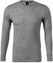 MALFINI Férfi hosszú ujjú Merino Rise LS póló - Sötétszürke melírozott | 3XL (1591218)